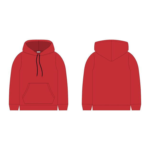 Children's hoodie in red color isolated  .