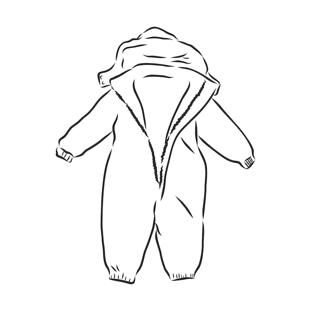 Children's jumpsuit with the hood. Sketch. children's winter jumpsuit vector sketch illustration