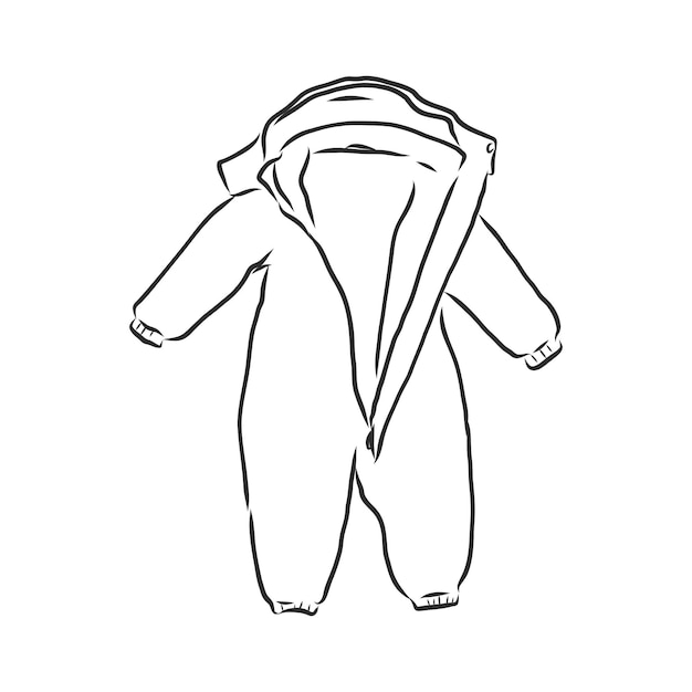 Children's jumpsuit with the hood. Sketch. children's winter jumpsuit vector sketch illustration