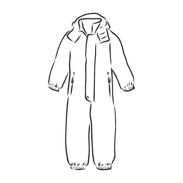 Children's jumpsuit with the hood. Sketch. children's winter jumpsuit vector sketch illustration