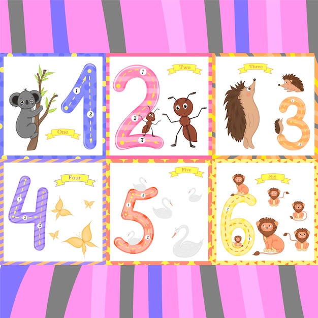 Children's learning to count and write. the study of numbers 0-10.