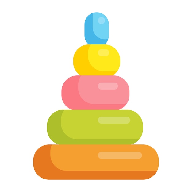 Children s toy pyramid from multicolored parts Logic toy for a newborn baby Vector illustration