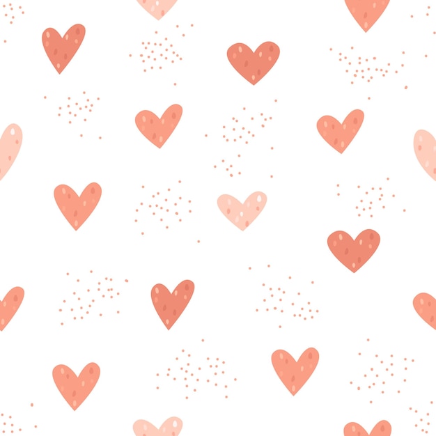 Children's vector seamless pattern with cute hearts