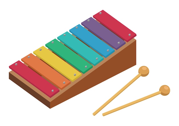 Children's xylophone vector design. Xylophone clipart. Xylophone toy in flat style