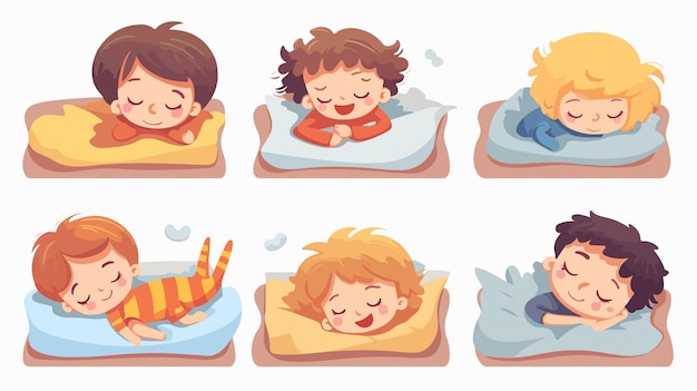 Vector children sleeping peacefully cute cartoon vector illustration