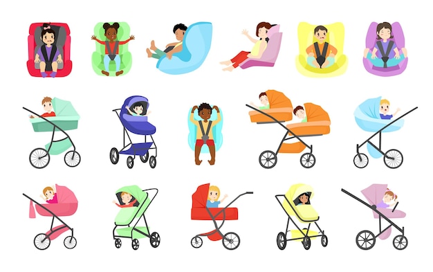 Children in strollers and car seats