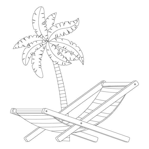 Children summer beach coloring illustration for kids blank printable design for children