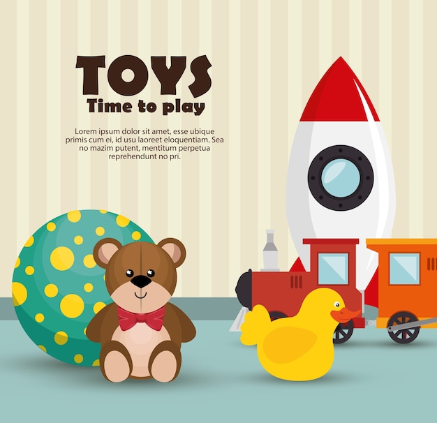 children toys set icons 