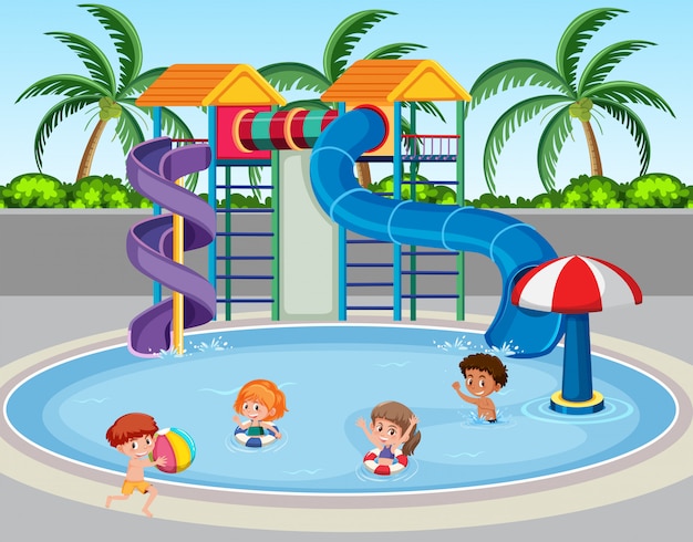 Children at the water park