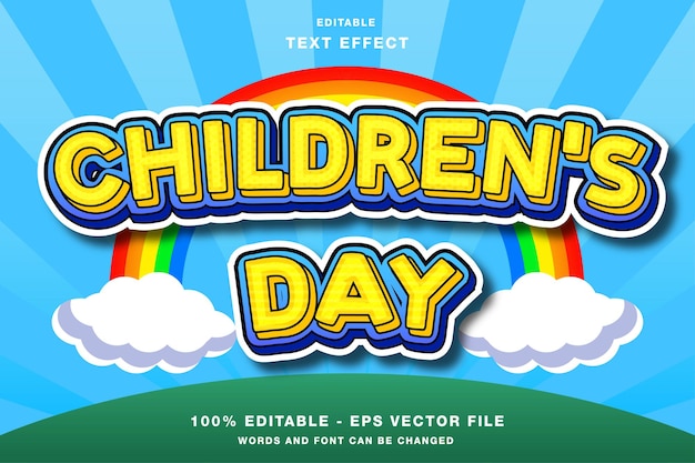 Children39s Day Cartoon 3D Editable Text Effect