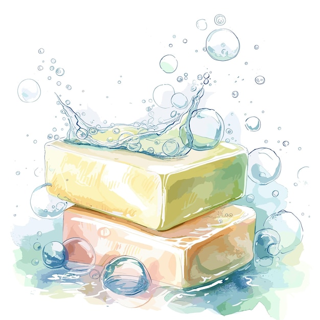 Vector childrens art style soap illustration on white background