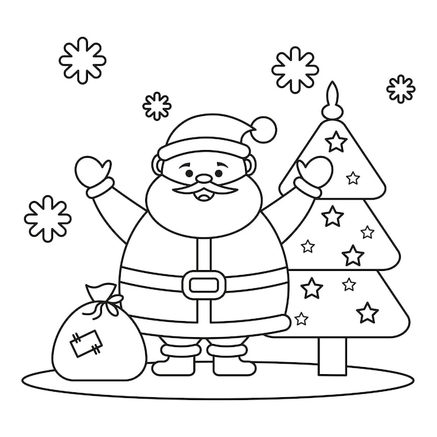 childrens christmas coloring page santa claus