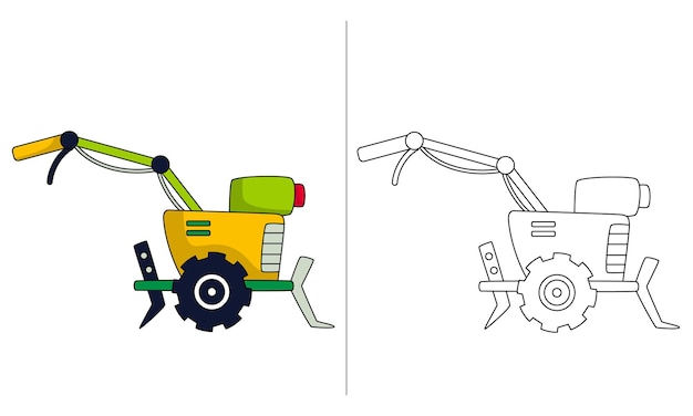 Childrens Coloring Book Illustration Tractor