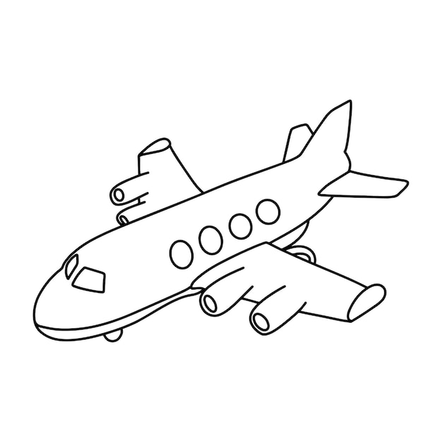 Childrens coloring illustration with plane