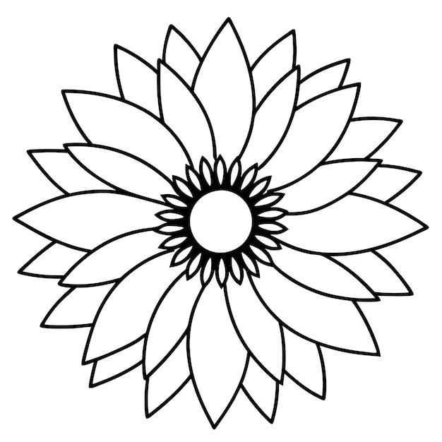 Childrens coloring page of sunflower flowers