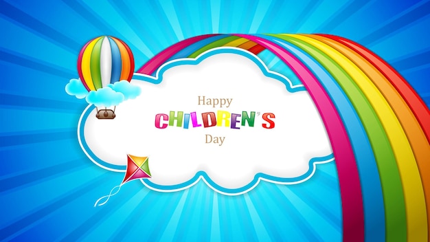 Vector childrens day concept poster with cloud shaped frame vector illustration