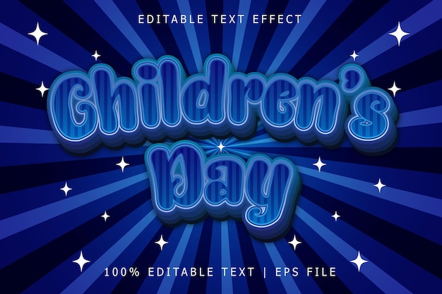 Childrens Day Editable Text Effect 3 Dimension Emboss Modern Style