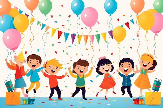 Childrens Party Flat Vector Art