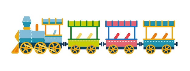 Childrens train vector illustration in flat style A train from an amusement park isolated