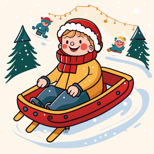 Vector childrens winter sled vector illustration