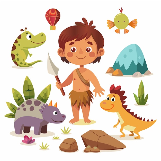 a childs cartoon character with a knife and dinosaurs on it