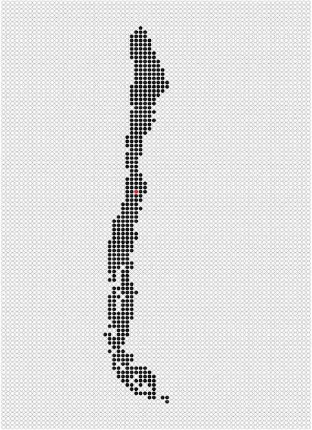 Chile abstract map represented with dots Vector illustration