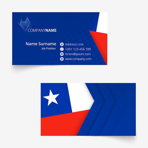 Chile Flag Business Card, standard size (90x50 mm) business card template with bleed under the clipping mask.