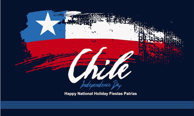 Chile Independence Day Calligraphy Hand Lettering Text. Creative grunge brush of Chile flag