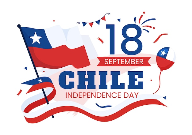 Chile Independence Day Illustration of Fiestas Patrias Celebration with Flag in National Holiday