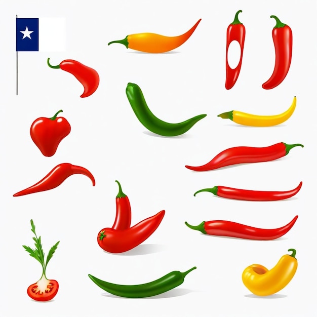 Chile vector set white background isolated a high quality