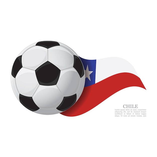 Vector chile waving flag with a soccer ball football team support concept