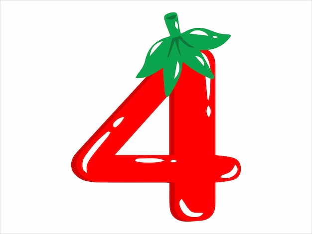 Chili Alphabet Number 4 Illustration