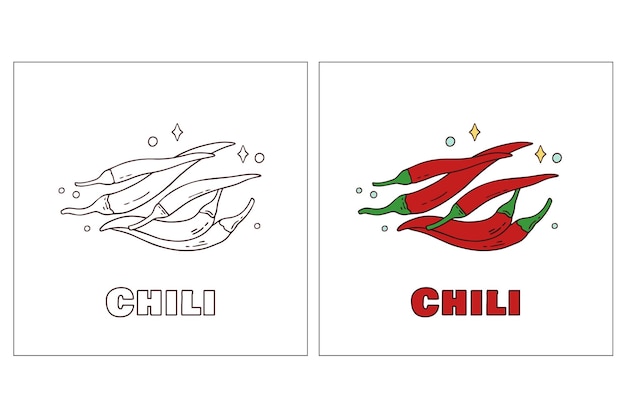 Chili Hand Drawn Coloring Page