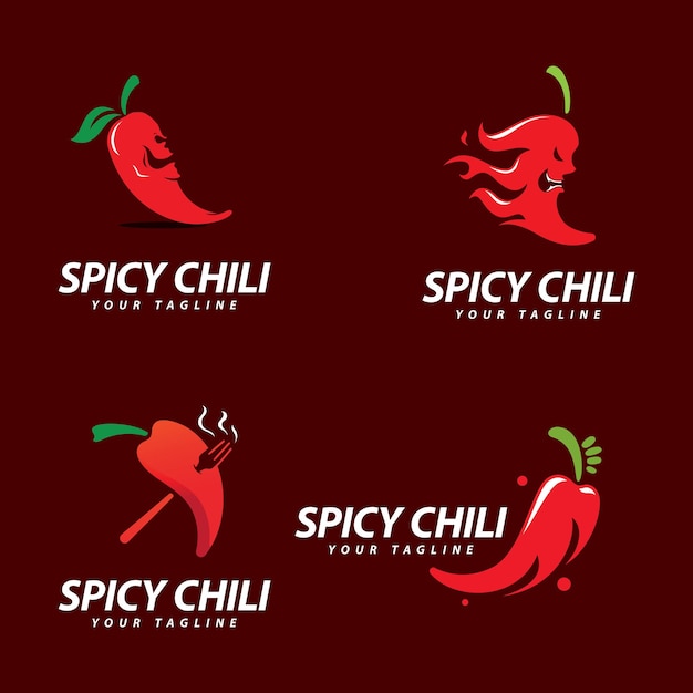 Chili logo vector Spicy food symbol template