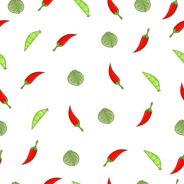 chili,pea,cabbage summer market seamless pattern