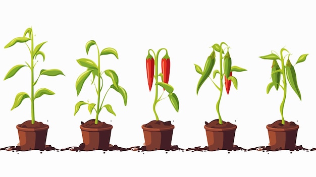 Vector chili pepper plant growth stages infographic