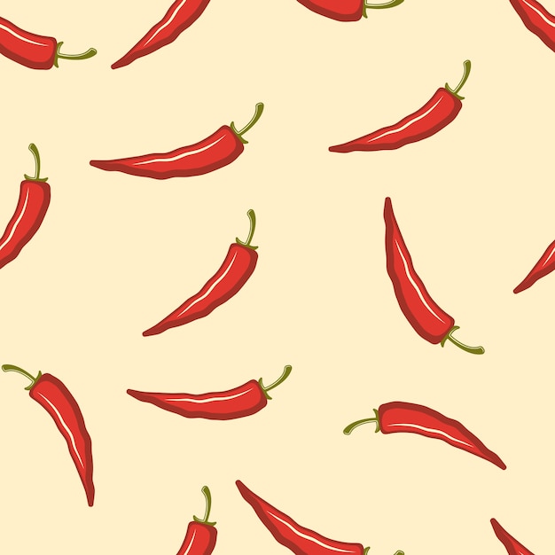 Chili pepper  seamless pattern colored   on light background for decorated clothes or package and other things