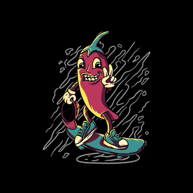 Chili play skateboarding cartoon character