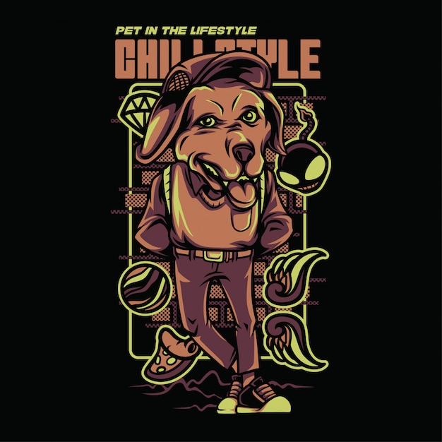 Chill Style Golden Retriever Illustration