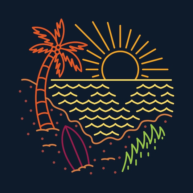 Chill and surfing at beach graphic illustration vector art tshirt design