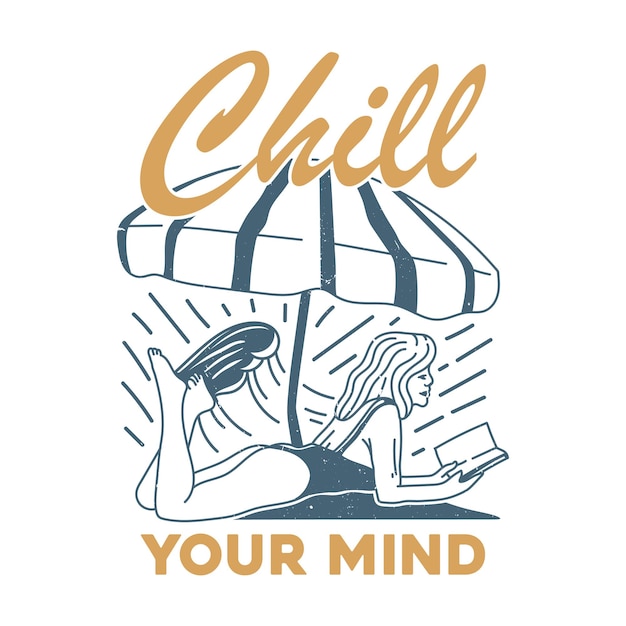 Chill your mind vintage summer paradise beach tshirt design