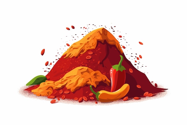 Chilli and Chilli powder vector chilli on white background vector wallpaper free space for text