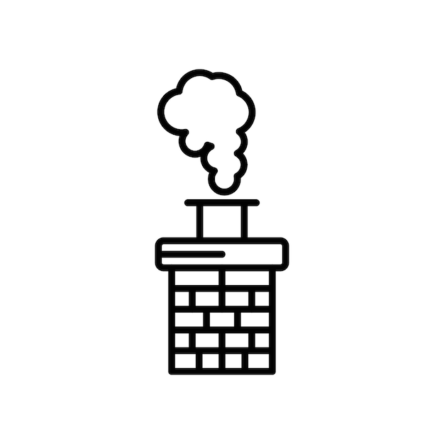 Chimney Smoke icon set Brick House Fireplace vector symbol Smoke Emission sign