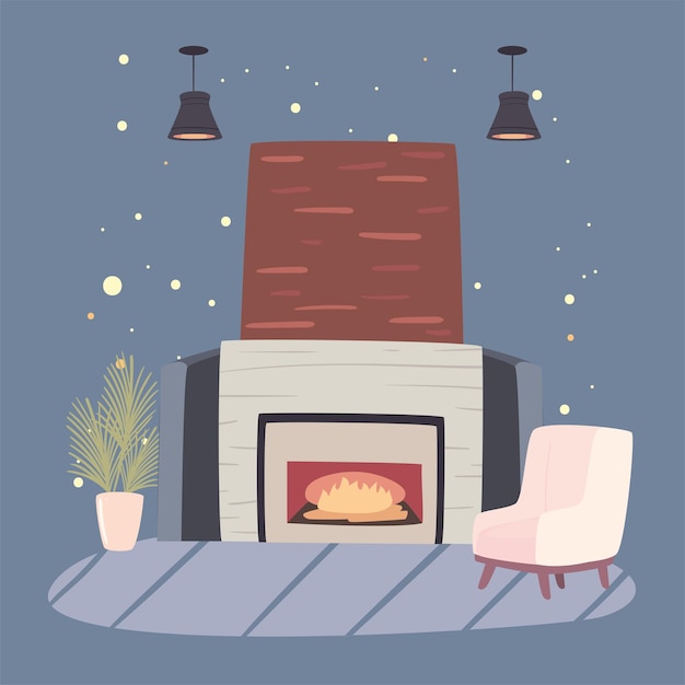 Chimney and sofa