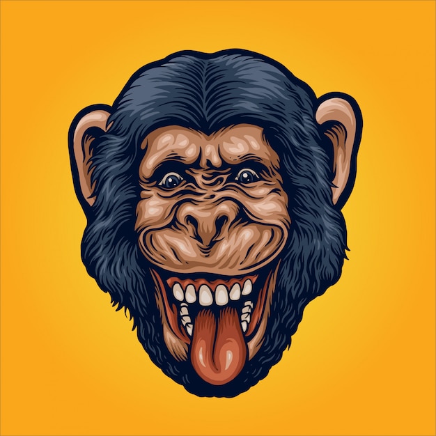 chimp head illustration