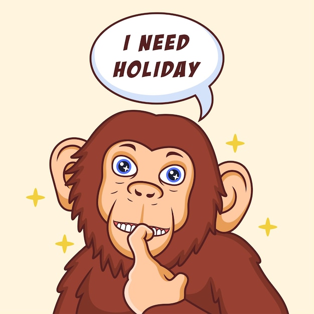 Chimp with cute sign cartoon. Animal vector icon illustration isolated on premium vector