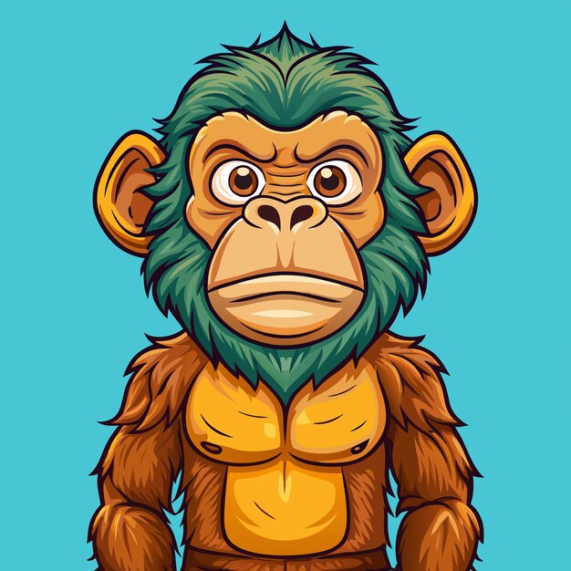 Vector chimpanzee cartoon vector icon illustration animal nature icon concept isolated