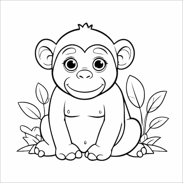 Chimpanzee Coloring Page Drawing For Kids