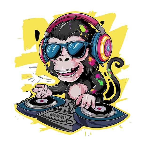 chimpanzee dj Art Illustration