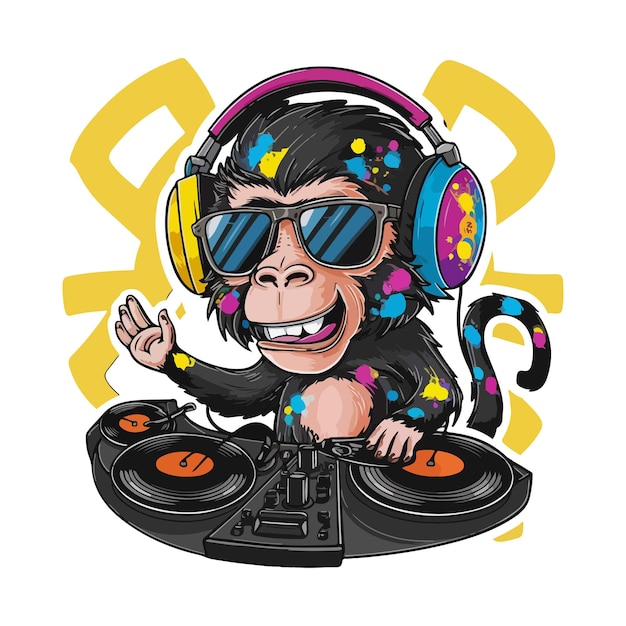 chimpanzee dj Art Illustration